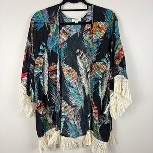 Umgee Colorful Patterned Blouse with Lace Detail